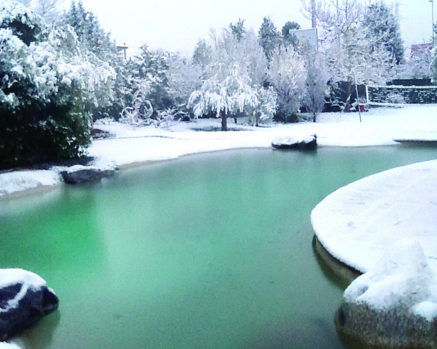 piscine lagon sous la neige